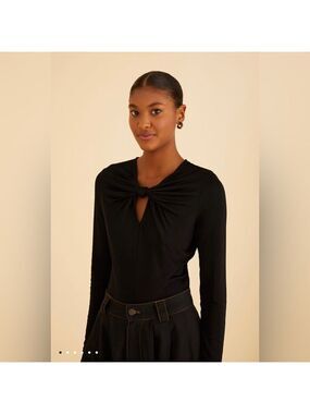 Farm Rio Black Long Sleeve Bodysuit